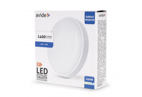 Avide Value Bulkhead Lamp Callisto Round IP54 14W CW 6400K White