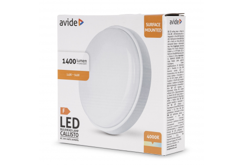 Avide Value Bulkhead Lamp Callisto Round IP54 14W NW 4000K White