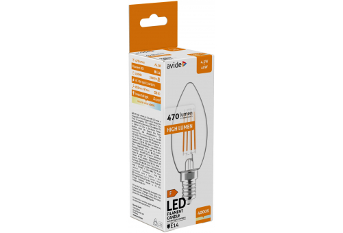 Bec LED Filament lumânare 4.5W E14 NW Avide