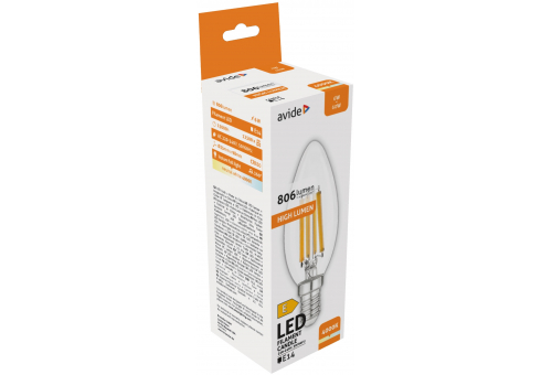 Bec LED Filament lumânare 6W E14 NW High lumen Avide