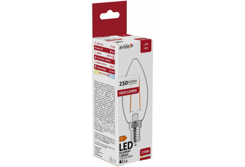 Bec LED Filament lumânare 2.5W E14 WW Avide