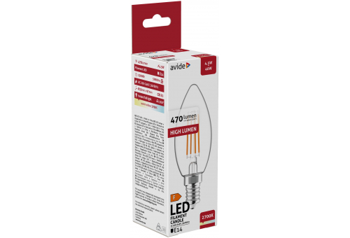 Bec LED Filament lumânare 4.5W E14 WW Avide