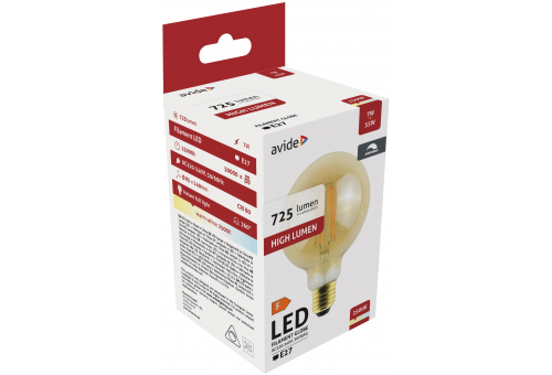 LED Filament Globe G95 7W Dimm/Jantár E27 WW