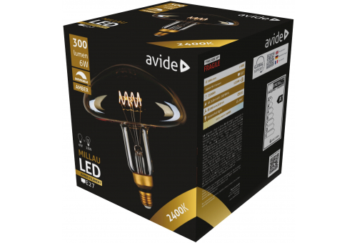 Bec LED 6W E27 2400K dimabil Jumbo Filament Millau 200x210mm Amber Avide