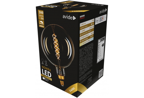 Bec LED  8W E27 2400K dimabil Jumbo Filament Nowra 200x300mm Amber Avide