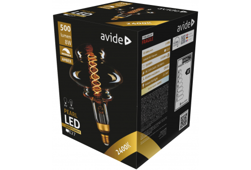 Bec LED 8W E27 2400K dimabil Jumbo Filament Pearl 160x210mm Amber Avide