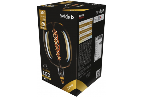 Bec LED 8W E27 2400K dimabil Jumbo Filament Vasco 170x285mm Amber Avide