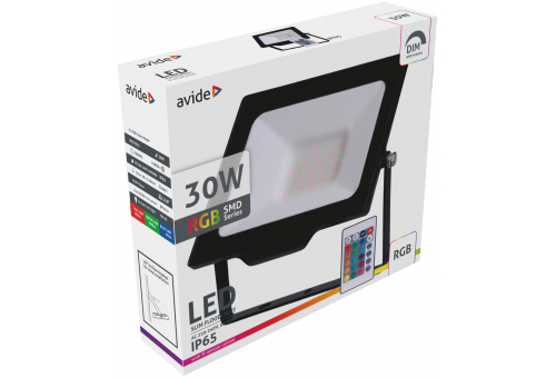Reflector Slim LED SMD 30W RGB cu telecomandă IR Avide