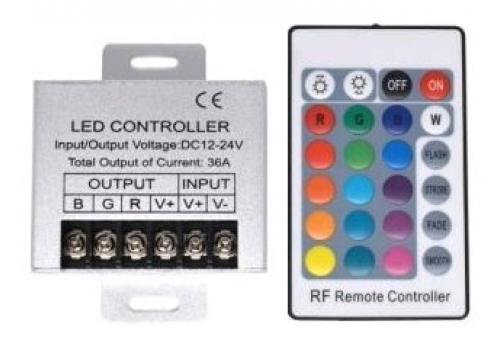 LED Strip 12-24V 432W RGB 24 Keys RF Remote and Controller