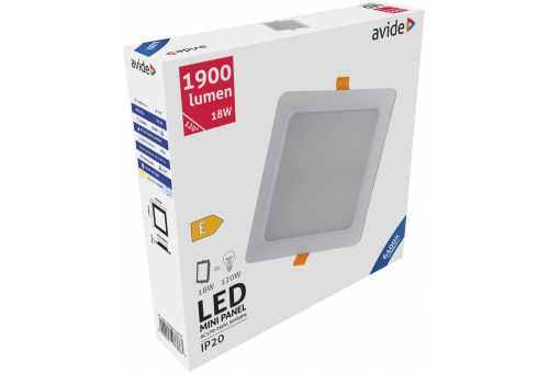 LED Ceiling Lamp Recessed Panel Square Plastic 18W CW