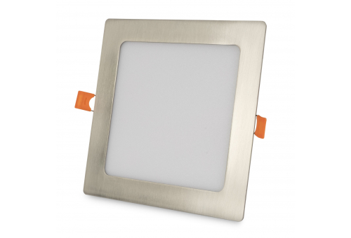 LED Luz de teto encastrável quadrada Alu Cetim Níquel 12W NW