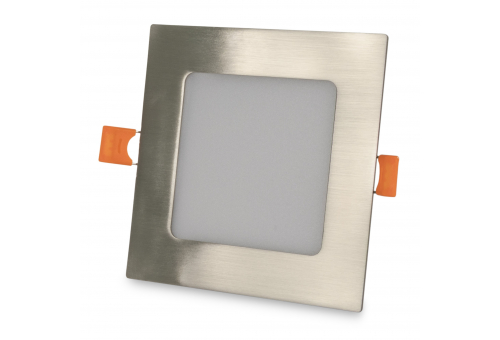 LED Luz de teto encastrável quadrada Alu Cetim Níquel 6W NW