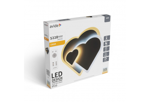 Dizajnová stropná lampa Coeur 55W(27.5+27.5) S RF diaľkovým ovládačom