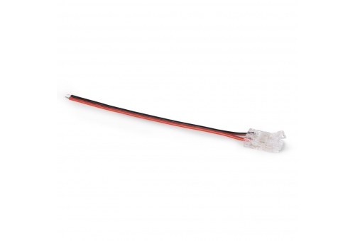LED szalag kiegészítő - Csatos forrasztásmentes csatlakozó, 10 cm-es kábellel, PCB-PCB, alkalmas 8mm CLED és 2835 szalaghoz, 60led-ig -egyszínű (10 darabos csomag)