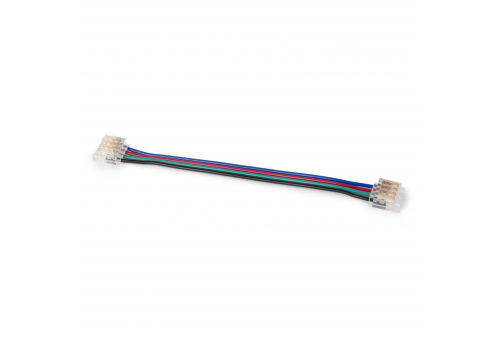 LED szalag kiegészítő - Forrasztásmentes toldó csatlakozó, 10 cm-es kábellel, alkalmas 10mm SMD szalaghoz - RGB (10 darabos csomag)