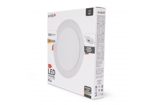 Avide LED Ceiling Lamp Recessed Panel Round ALU 12W CCT IP44/IP44