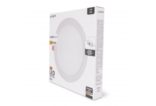 Avide LED Ceiling Lamp Recessed Panel Round ALU 18W CCT IP44/IP44