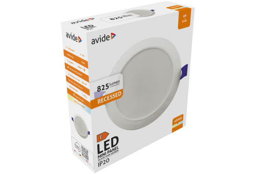 Avide LED Ceiling Lamp Recessed Panel Round Plastic 9W NW 4000K