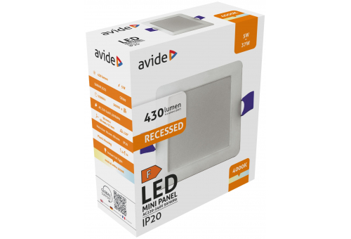 Avide LED Ceiling Lamp Recessed Panel Square Plastic 5W NW 4000K