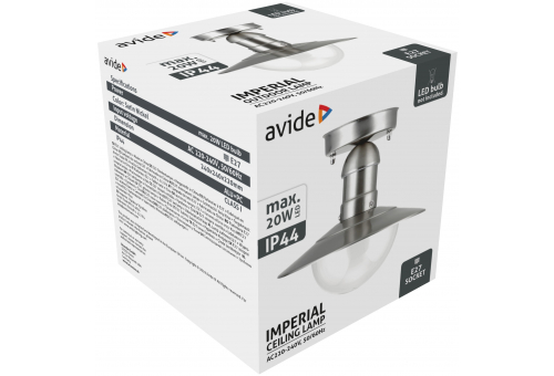 Avide Outdoor Ceiling Lamp Imperial 1xE27 IP44 Stainless Steel