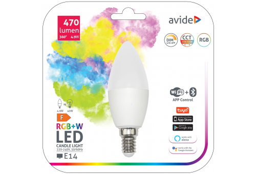 Smart LED Kerzenform 4.9W RGB+W WIFI + BLE APP Control