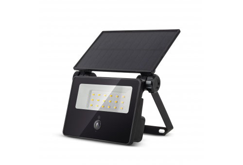 Solar-Flutlicht 4000 K, austauschbarer Akku, kompaktes Solarpanel, 400 lm, PIR-Sensor