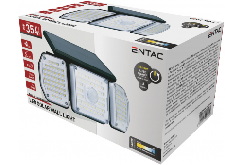 Solar Kunststoff Wandleuchte 2W SMD 3-köpfig mit PIR
