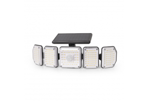 Solar Kunststoff Wandleuchte 2,5W SMD CCT 5 Kopf mit PIR + IR
